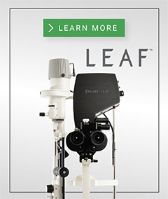 The images shows LEAF, Norlase laser photocoagulator and invite the user to click and get the product brochure